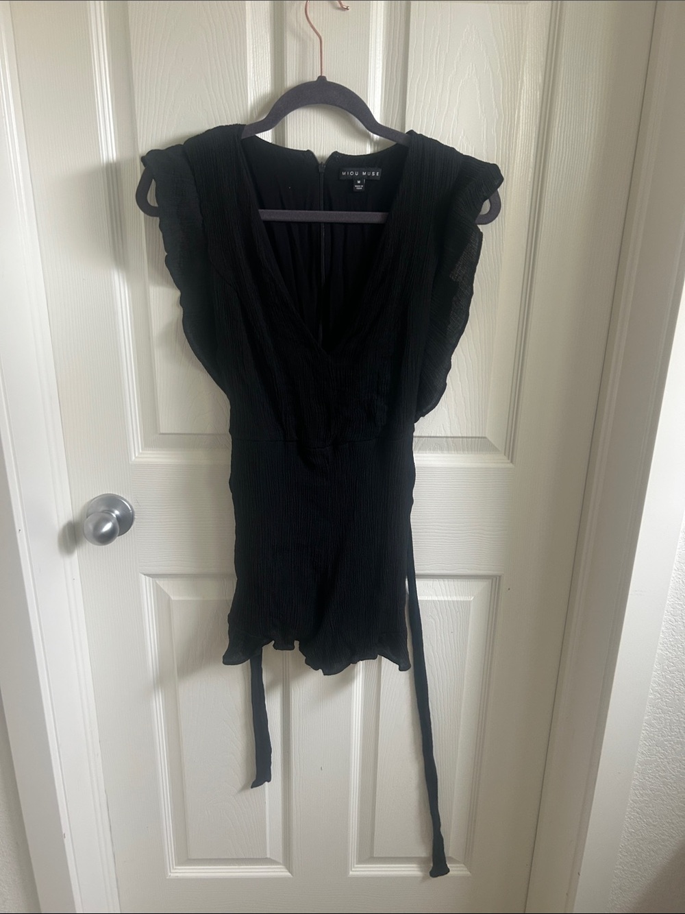 Show Me Your Mumu Black Textured Wrap Romper